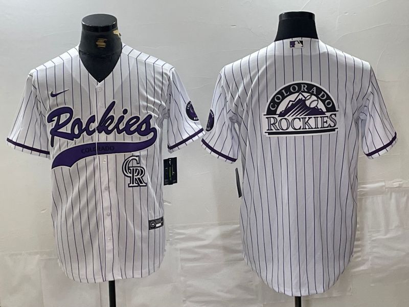 Men Colorado Rockies Blank White Stripe Joint name Nike 2024 MLB Jersey style 6->colorado rockies->MLB Jersey